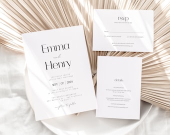 Wedding Invitation QR Code Rsvp, Minimalist Wedding Invite Suite, Simple Wedding Invitation Suite, Photo Collage Wedding Invitation / MOSCOW