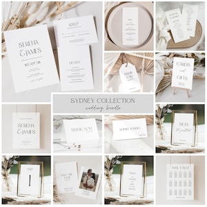 Minimal Wedding Reception Bundle, Simple Wedding Bundle Template, Modern Wedding Bundle, DIY Wedding Templates Reception Kit / SYDNEY