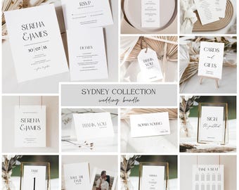 Minimal Wedding Reception Bundle, Simple Wedding Bundle Template, Modern Wedding Bundle, DIY Wedding Templates Reception Kit / SYDNEY