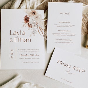 Simple Wedding Invitation Suite, Wedding Invitation QR Code Rsvp, Minimalist Wedding Invite Suite, Boho Wedding Invites, Invite - VALENCIA