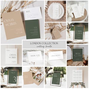 Modern Elegant Wedding Reception Bundle, Minimal Wedding Reception Bundle, Simple Wedding Bundle Template, DIY Wedding Bundle /LONDON