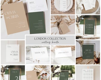 Modern Elegant Wedding Reception Bundle, Minimal Wedding Reception Bundle, Simple Wedding Bundle Template, DIY Wedding Bundle /LONDON