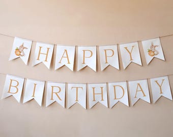 Bannière joyeux anniversaire pêche, premier anniversaire pêche imprimable, guirlande 1er anniversaire, un modèle de décoration de fête à thème pêche douce, BIP01