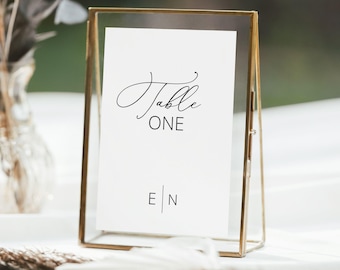 Números de mesa de boda modernos, número de mesa de boda minimalista, plantilla de número de mesa editable, números de mesa sencillos, 4x7 o 5x6 / ATENAS