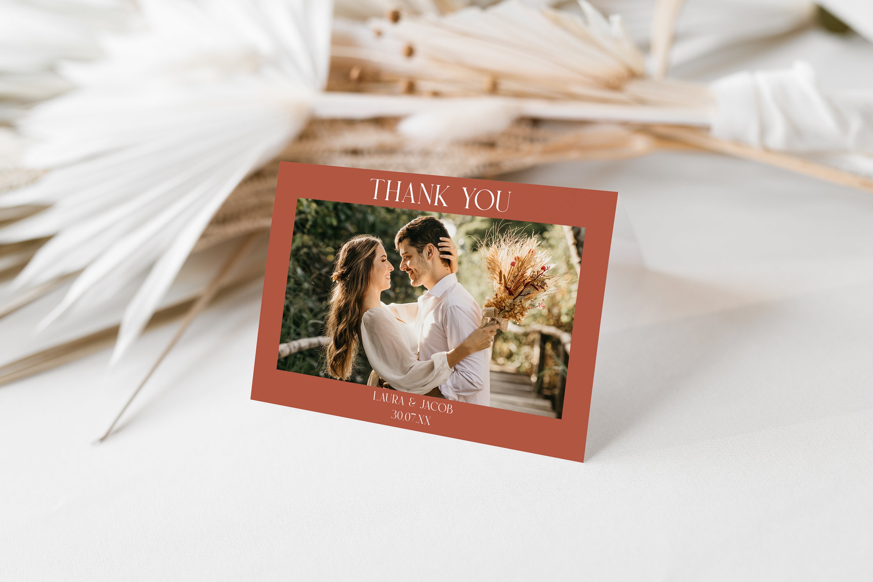 Editable Photo Thank You Card, Terracotta Thank You Cards Template ...