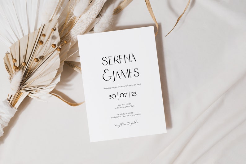 Sloon Inviation Minimalist Wedding Invitation Template Set, Modern Wedding Invitation ...
