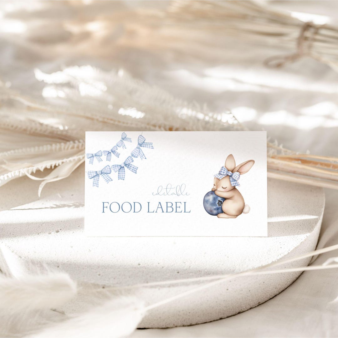 Editable Bunny Birthday Food Labels, Berry First Birthday Food Label ...