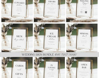 Minimalist Wedding Sign Bundle, Modern Wedding Signs Bundle, Editable Wedding Reception Signs, Reception Sign Bundle, Boho DIY Wedding Signs