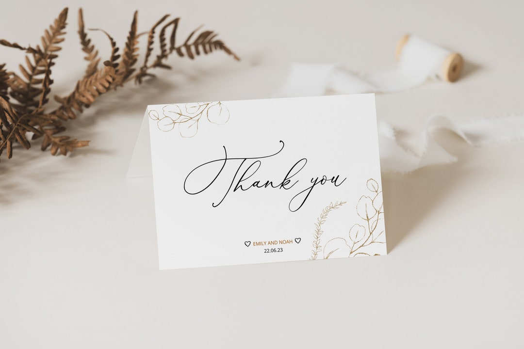 Thank You Card Template, Folded and Single Sided Thank You Card, Thank You Card Printable, 5X3.5 ...