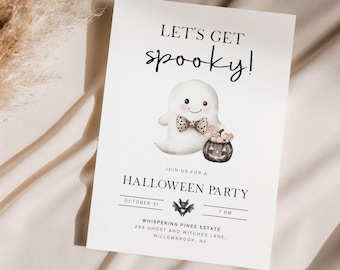 Editable Halloween Party Invitation, Printable Let's Get Spooky Invitation, Halloween Digital Party Invitation, Spooky Halloween Invitation
