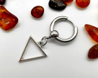 Orecchino a cerchio triangolare in argento, pendente geometrico, regalo triangolare