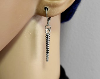 Tibetan Silver Spike Dangle Earring, Goth Screw, For Men