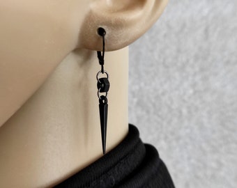 Orecchino pendente con punta nera, stile gotico unisex, punta in acrilico leggero