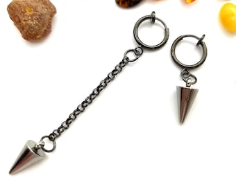 Unisex Stainless Steel Cone Dangle Clip-on Earring