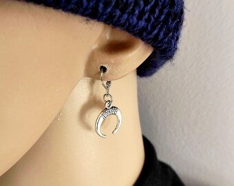 Celtic Crescent Moon Dangle Earring, Silver Symbol