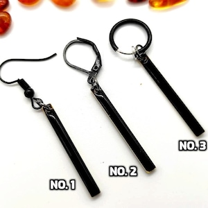 One Stick-clip-on, zwarte stick-clip-on, metalen staafhanger, niet-doorboord, gothic-hanger, messing staafoorbel, herenclip, geëmailleerde stick heren, cadeau