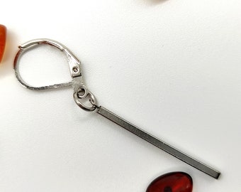 Stainless Steel Stick Dangle Earring, Minimalist Unisex Style