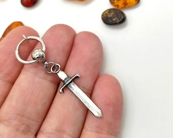 Oxidized Silver Sword Clip-on Earring, Non Pierced, Celtic Dangle