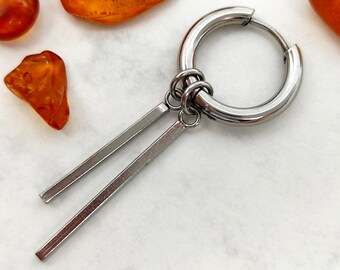 Orecchino a cerchio in acciaio inossidabile, pendente unisex