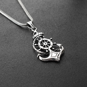 Sterling Silver Anchor Pendant Necklace, Nautical Jewelry, Gift for Him
