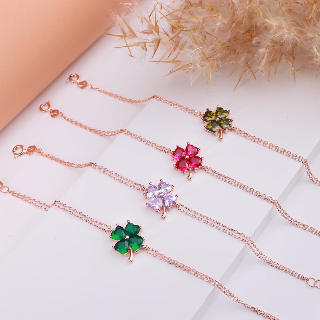 Custom Birthstone Clover Bracelet