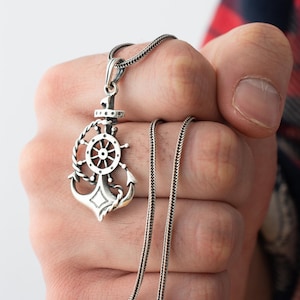 Sterling Silver Anchor Necklace: Sailor Pendant for Men