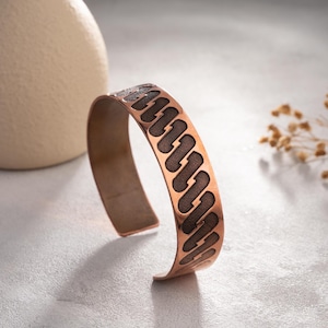 Handmade Engraved Copper Bracelet: Adjustable Solid Copper Jewelry