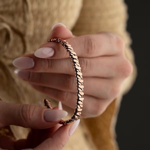 Twisted Pure Copper Magnetic Cuff Bracelet: Handmade Energy Bangle