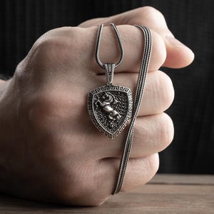 Oxidized Sterling Silver Horse Pendant Necklace - Cowboy Jewelry