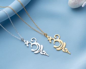 Silber atmen Halskette Damen, solide Gold atmen Halskette, Sanskrit Symbol atmen Halskette Gold, Yoga Halskette, Sanskrit Schmuck