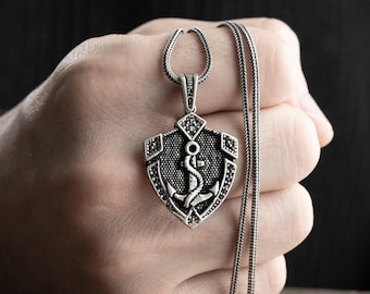 Collana con ancora in argento da uomo, ciondolo a ancora, collana alla moda, regalo per papà, collana da marinaio per lui, ciondolo per fidanzato, regalo per marinaio, padre