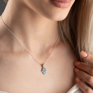 Sterling Silver Fatima Hand Necklace: Evil Eye Protection Jewelry