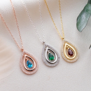 Collana con pietra portafortuna, regalo di compleanno, topazio blu, pietra portafortuna, collana personalizzata in oro con pietra portafortuna, pietra portafortuna in citrino personalizzata per la mamma