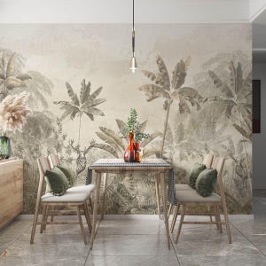 Tropical Forest wallpaper design , Banana leaf wallpaper ,  For Digital Print. Digital File.