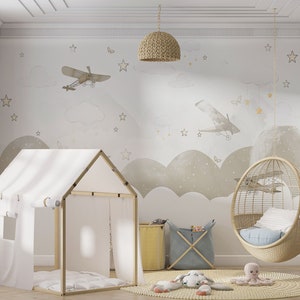 Niedliche Berg, Doppeldecker Tapete, Kinderzimmer Tapete, Für Digitaldruck. Digitale Datei.