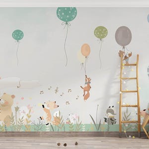 Orchestra of cute animals , Child room wallpaper, Sweet animals wallpaper , For Digital Print. Digital File.