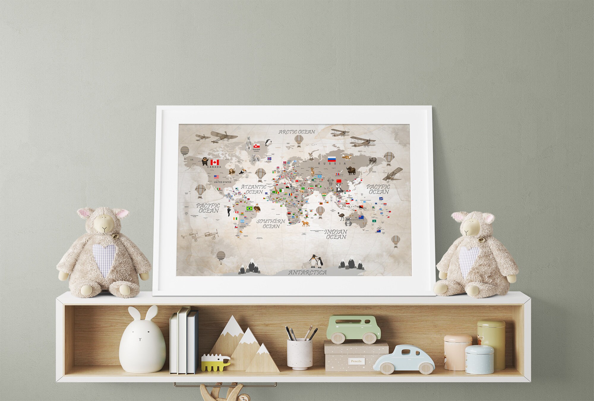 Watercolor World Map Print: Educational Kids Room Decor (digital File ...
