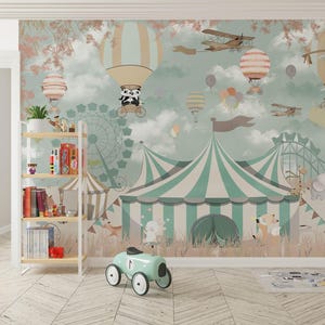 Cartoon Circus, Kids Room wallpaper, Circus Animals, Sweet animals , For Digital Print. Digital File.