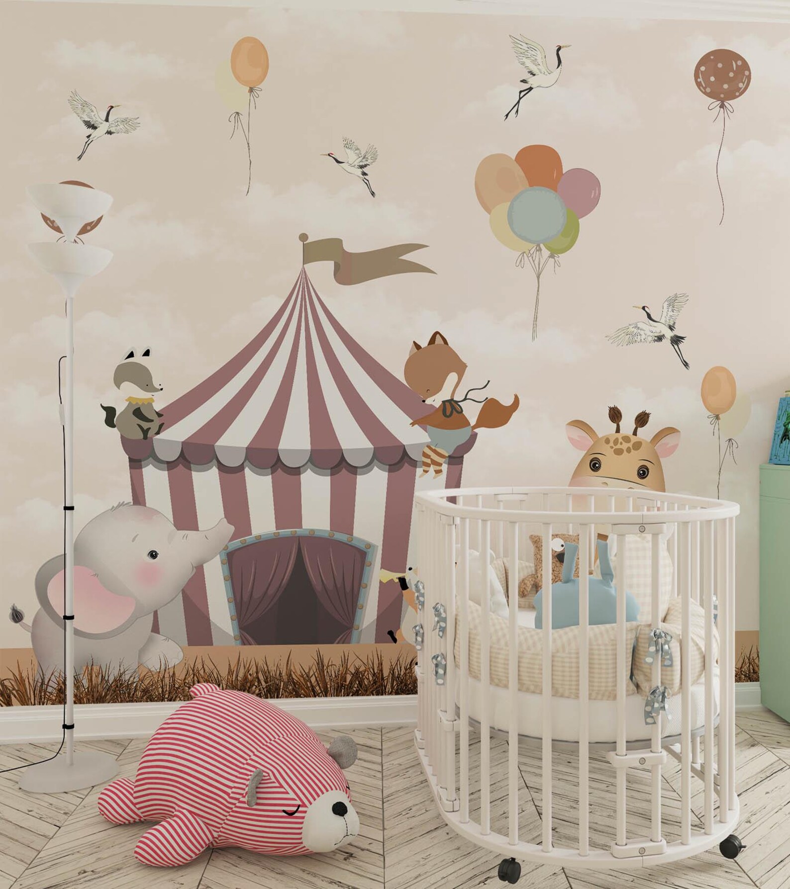 Circus Animals Wallpaper: Kids Room Decor (digital File) - Etsy