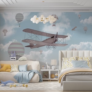 Himmel, geflügelte Doppeldecker für Kinderzimmer Gestaltung, für Digitaldruck. Digitale Datei.