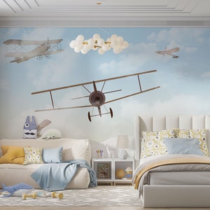 Himmel, geflügelte Doppeldecker für Kinderzimmer Gestaltung, für Digitaldruck. Digitale Datei.