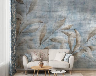 Brown Tropical Leaf Wallpaper: Vintage Style Wall Art (Digital File)