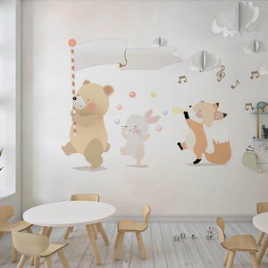 Orchestra of Cute Animals, Child Room Design ,  Music animals wallpaper , For Digital Print. Digital File.