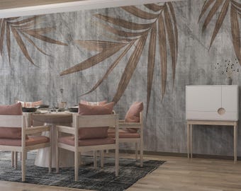 Large Tropical leaves wallpaper design , Leaf Mural , For Digital Print. Digital File.