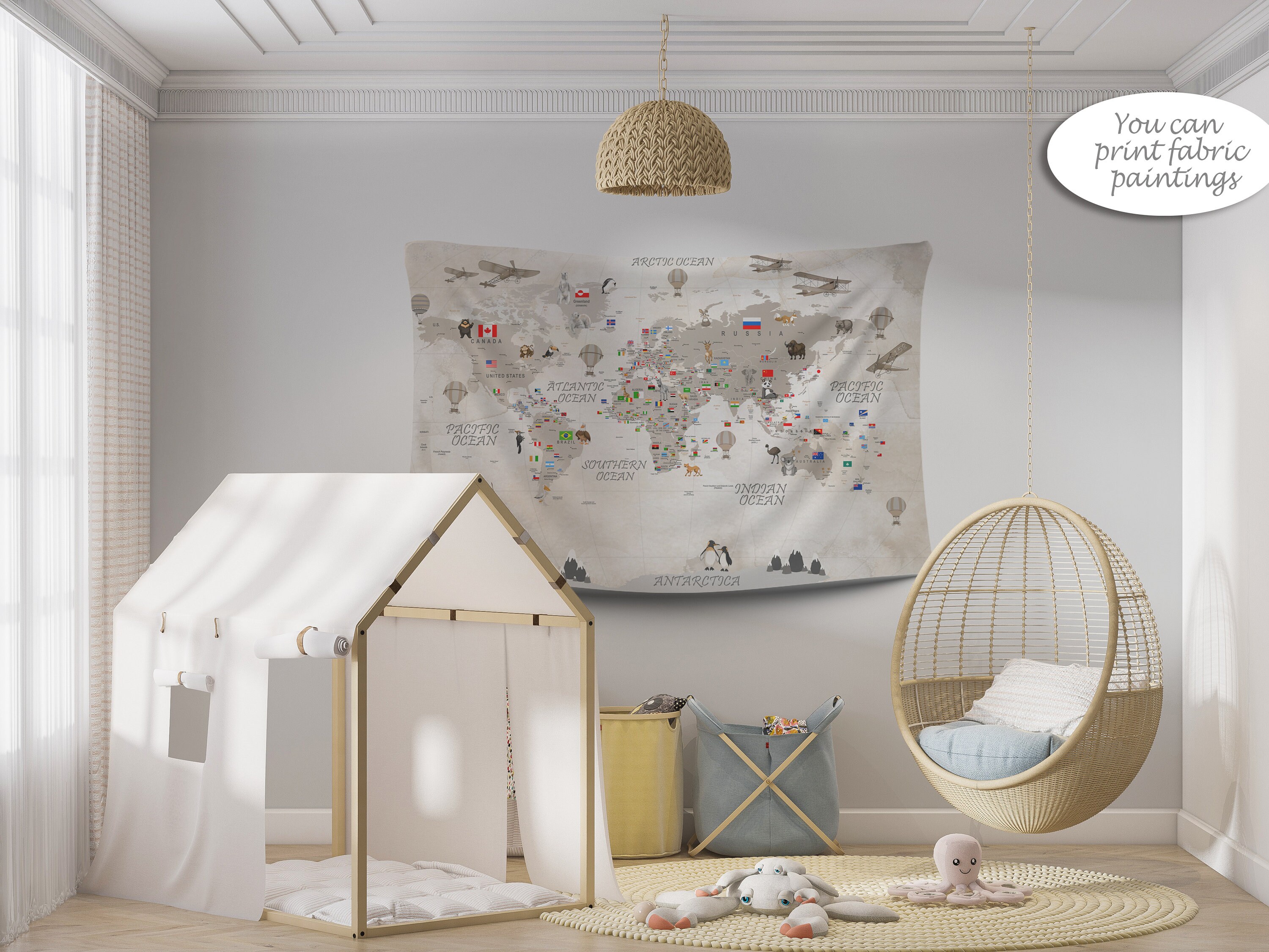 Watercolor World Map Print: Educational Kids Room Decor (digital File ...