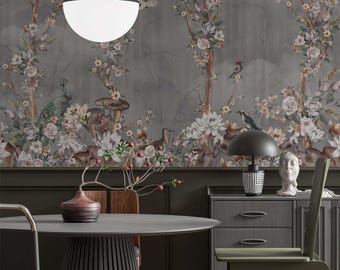 Vintage Tree Branches and Flowers Wallpaper Design , For Digital Print. Digital File.