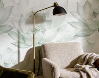 Romantic Lotus Flowers Wallpaper Design: High-Resolution Digital Print (JPEG File)