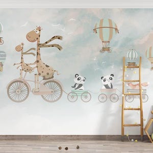 Niedliche Tiere Wallpaper, süße Tiere Wandbild, Kinderzimmer Tapete für Digitaldruck. Digitale Datei.