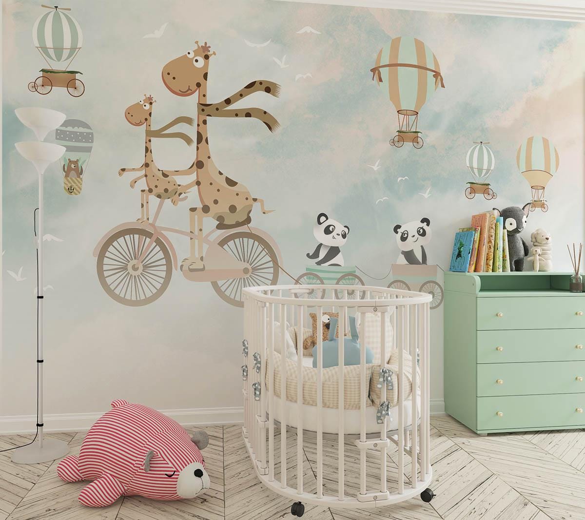 Safari Animals Nursery Wallpaper Mural, Kids Room Decor (digital File ...