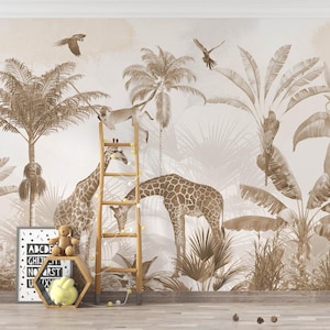 Safari Tiere, Tiere Wallpaper für Kinderzimmer gestalten, Für Digitalen Druck. Digitale Datei.